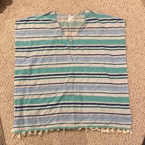 Kona Sol Beach / Swim Cover Up Size Small Blue Green Stripe